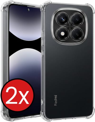 Hoesje - 2 Stuks - Geschikt voor Xiaomi Redmi Note 14 Pro - Sterk & Shockproof - Back Cover - Siliconen Case - Telefoon Hoes Shock Proof - Telefoonhoes - Transparant