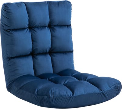 3-in-1 Opvouwbare Vloerstoel - Blauwe Gaming Stoel voor de Vloer - 13 Standen - Polyester - Woonkamer & Slaapkamer - 55x71x53,5 cm