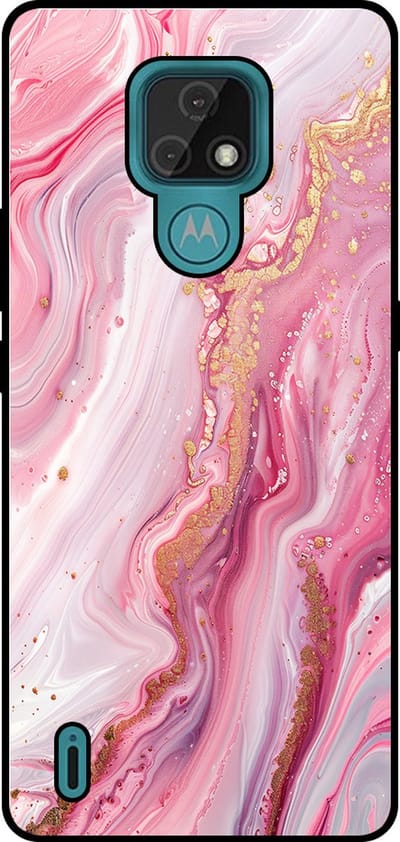 Smartphonica Telefoonhoesje Geschikt voor Motorola Moto E7 met marmer opdruk - TPU backcover case marble design - Roze geschikt voor Motorola Moto E7