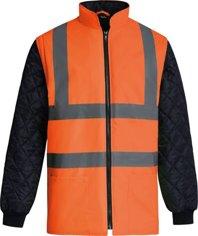 Yoko Gewatteerd signalisatiejasje met afneembare mouwen YHV008SL - Hi Vis Orange / Navy - S