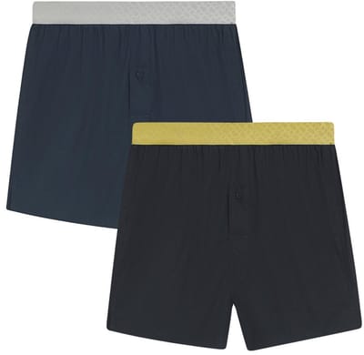 Hugo Boss heren BOSS 2P wijde boxershorts xmas zwart & blauw