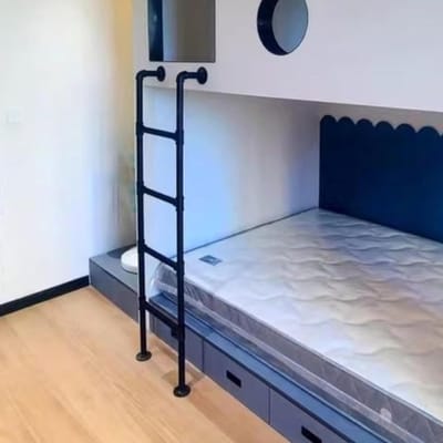 Hoogslaper Ladder - Zolderladder Bedladder - Veilig Instappen - Inclusief Schuimbescherming - 122 cm Hoog - Zwart