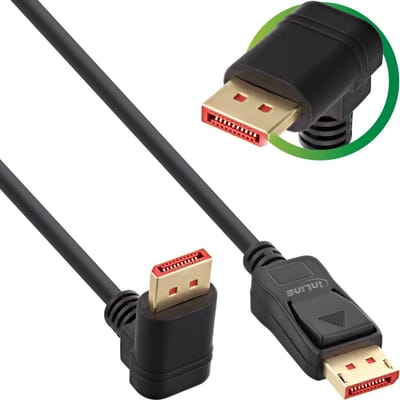 Premium DisplayPort kabel - 90° haaks naar beneden - versie 1.4 (5K/8K 60Hz) / zwart - 5 meter