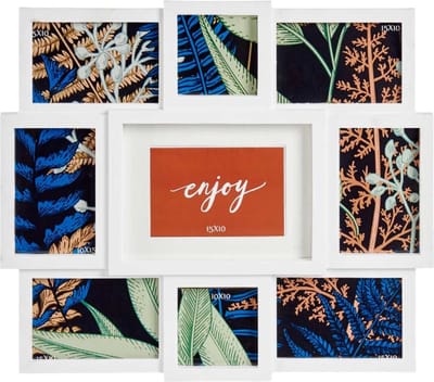 Multi fotolijst kunststof wit met 9 lijstjes geschikt voor diverse foto maten