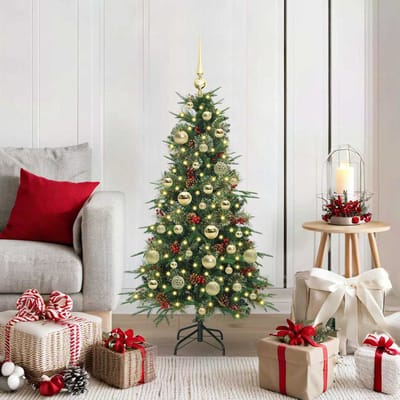 vidaXL - Kunstmatige - Hinged - Kerstboom - met - 150 - LED - Groen - 120 - cm - PE - en - PVC
