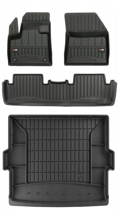 Frogum ProLine Complete Set: Luxe Rubberen Automatten + Kofferbakmat - Geschikt voor DS7 Crossback vanaf 2017 - Bovenste laadvloer - Perfecte Pasvorm - Geurloos TPE - Zwart