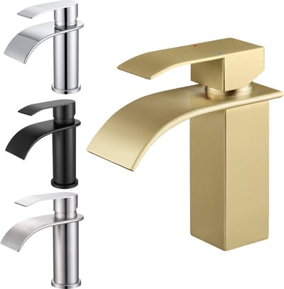 CECIPA Max Waterval Wastafelkraan - Badkamerkraan - Keukenkraan - RVS - Warm en Koud - 85mm Hoge Uitloop - Universeel - Waterbesparende - Goud