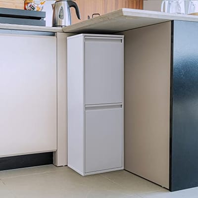 Recyclingcontainer 34 Liter | Stalen Afvalbak voor Keuken en Kantoor | 2 Compartimenten voor Afvalscheiding