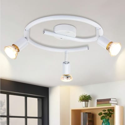 NETTLIFE Opbouwspot GU10 - 3-Lichts - wit - rond - Vintage Plafondlamp - draaibar Plafondspot - voor Keuken | Hal | Woonkamer - Zonder lamp - L 28cm