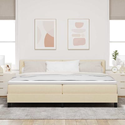 vidaXL - Boxspring - bed - met - hoofdeinde - Crème - 200 - x - 200 - cm - Stof