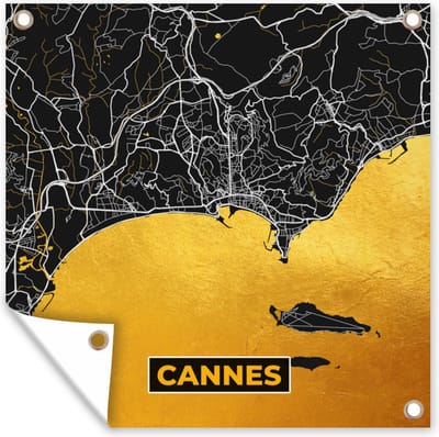 Tuin poster Frankrijk – Plattegrond – Stadskaart – Cannes - Kaart - 200x200 cm - Tuindoek