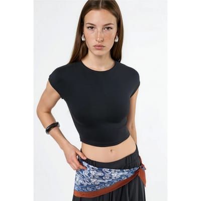 Ronde Hals Effen Cropped T-Shirt
