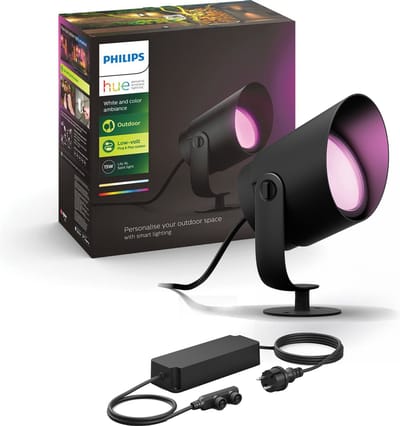 Philips Hue Lily XL Basisset van 1 Tuinspot (Antraciet) - Wit en Gekleurd Licht - Incl. 1 Voedingskabel - Tuinverlichting - Hue White and Color Ambiance