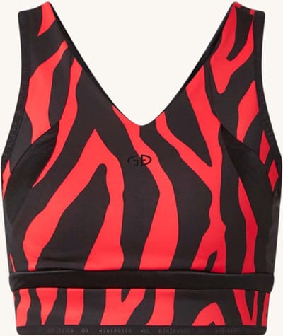 Goldbergh Talia sport bh met medium support en zebraprint - Rood/Zwart - Maat S