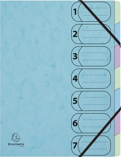 Exacompta 8x Harmonika sorteermap met elastieken 7 vakken Aquarel - A4 - Geassorteerd - 56560E