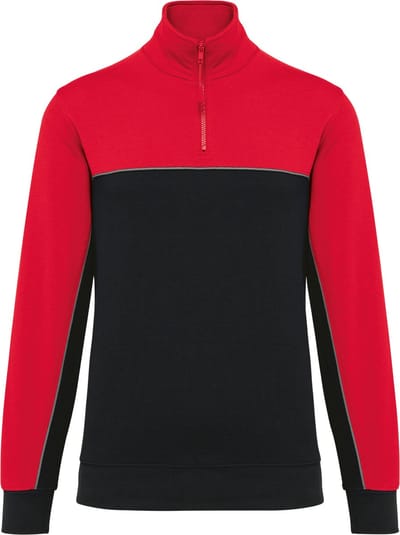 WK. Designed To Work Ecologische uniseks sweater met ritskraag WK404 - BLACK / RED - 3XL