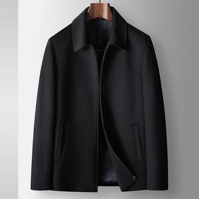 Herfst en Winter Wol Executive Revers Ritsversie Zakelijk Middelbare leeftijd Warm Jas 195 marineblauwe kleur