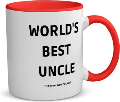 Akyol - world's best uncle it's true we checked koffiemok - theemok - rood - Oom - werelds beste oom - verjaardag - cadeautje voor oom - oom artikelen - kado - geschenk - 350 ML inhoud