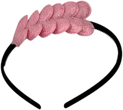 Diadeem met hartjes - kerstcollectie - glimmend - hart - lichtroze - zwarte diadeem