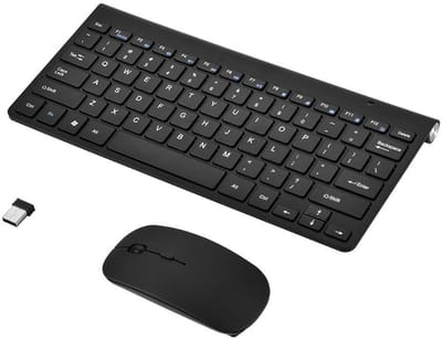 OmGoods - Dailygoody - Draadloze Toetsenbord en Muis Set - Ergonomisch Ontwerp - Waterdicht Toetsenbord - 2,4 GHz Verbinding - Desktop en Laptop - Zwart