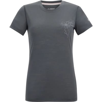 Escade dames T-shirt met korte mouwen en grafische print, gemaakt van een merinowolmix.