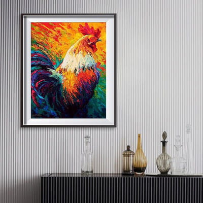 Broderie diamant coq animal fait à la main peinture diamant mosaïque croix broderie décoration de la maison 20X30CM orange