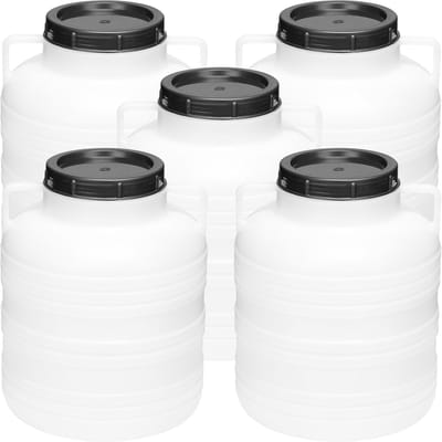 Garronda 5x20L Kunststof Trommel Met Deksel - Regenton - Vat - HDPE - Voedselvat - Tuin Hobbock – Wit – GD-STE-Barrel-B20L-2B