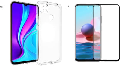 Screenprotector geschikt voor Xiaomi Redmi 9C Transparant Hoesje Met Glas Screenprotector - Xiaomi Redmi 9C case - Xiaomi Redmi 9C backcover - Ntech hoesje