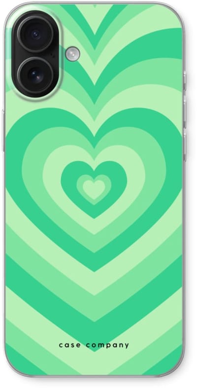 Case Company® - Hoesje geschikt voor iPhone 16 Plus hoesje - Hart Groen - Soft Cover Telefoonhoesje - Bescherming aan alle Kanten en Schermrand