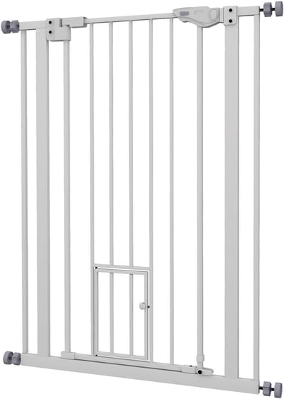 PawHut-Huisdierpoort-Staal-80x2x104,1cm-Wit