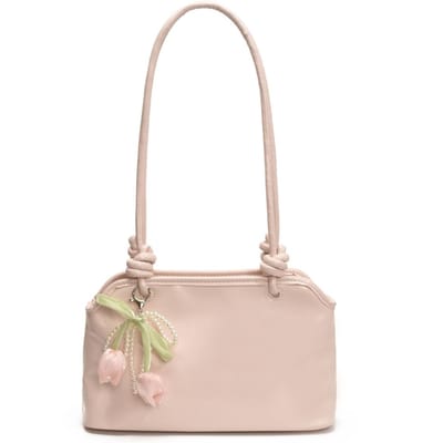 Zilveren okseltas, Een delicate en veelzijdige schoudertas voor dames in de zomer, Een modieuze en super populaire handtas one size fits all roze