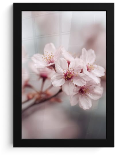 Poster in lijst - Fotolijst 20x30 cm - Posters - Bloesems - Meeldraden - Geel - Wazig - Posterlijst zwart - Decoratie - Wanddecoratie woonkamer - Muurdecoratie slaapkamer