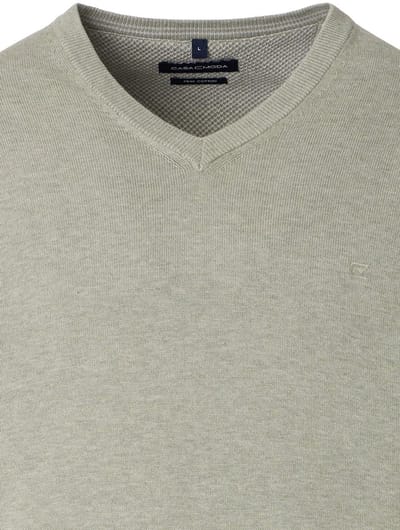 Casa Moda Heren Trui Met V-Hals Pima-Katoen 004430-381 Groen - 3XL