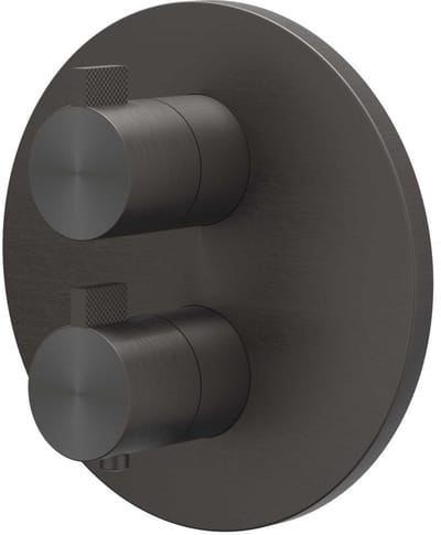 IVY Tribe Afbouwdeel Inbouwthermostaat met 2-Weg Stop-Omstel met Rond Rozet - RVS 316 Geborsteld Carbon Black PVD