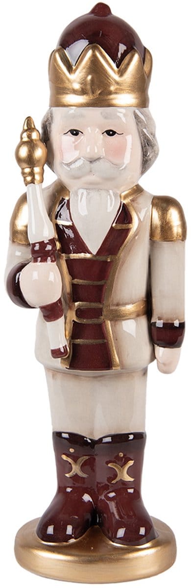 Clayre & Eef Kerstdecoratie Beeld Notenkraker 9x7x26 cm Beige Keramiek