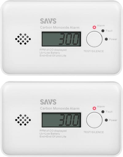SAVS C10 Koolmonoxidemelder 2-pack - 10 jaar batterij - LCD display - 10 jaar Figaro® sensor - Voldoet aan Europese norm