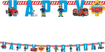 RIETHMULLER - Papieren slinger Happy Birthday Sam de brandweerman 180 cm