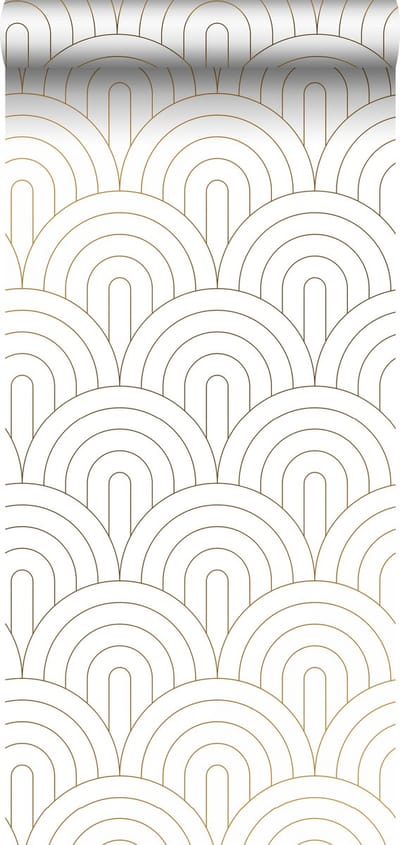 ESTAhome behang art deco bogen wit en goud - 53 cm x 10.05 m - 139215
