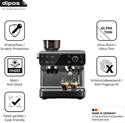 dipos – 2x Matte Beschermfolie geschikt voor WMF Espresso Pro | Krasbestendige & antireflecterende Screenprotector Ultra-Thin