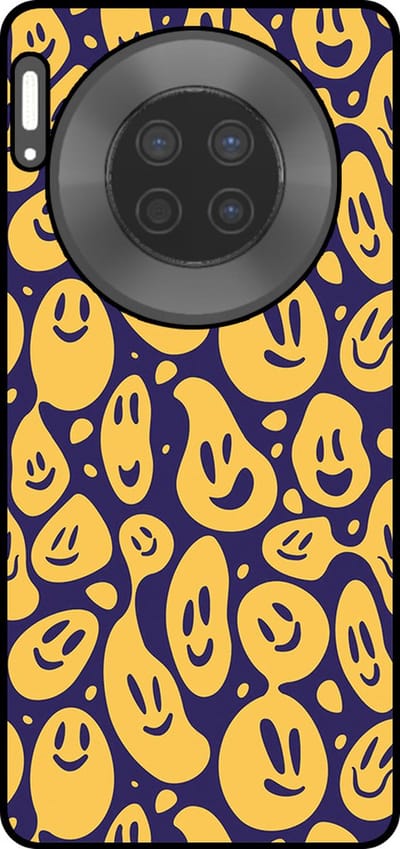 Smartphonica Telefoonhoesje Geschikt voor Huawei Mate 30 met smiley opdruk - TPU backcover case emoji design - Paars Geel geschikt voor Huawei Mate 30