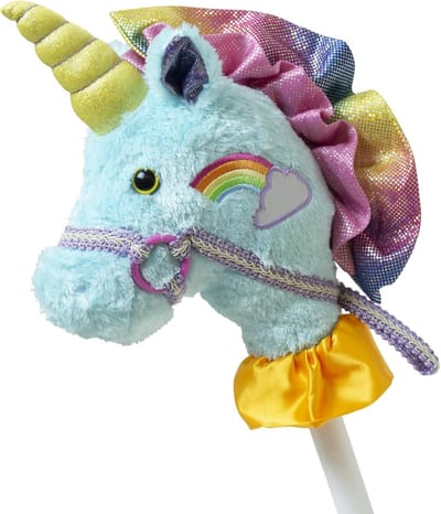 Stokpaard Eenhoorn - Speelgoedpaard - Actief Spelen - Met Zachte Manen - 84 cm Hoog
