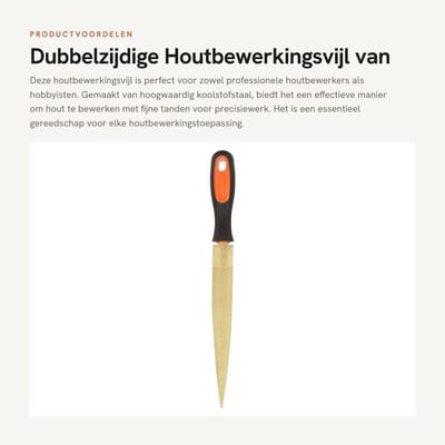 Dailygoods- Houtrasp Hoogwaardig Koolstofstaal - Dubbelzijdige Vijl - Houtbewerkingsvijl - Fijne Tanden - Rubberen Handvat - Geschikt voor Hardhout