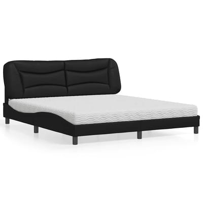 vidaXL - Bed - met - matras - "Hvar" - kunstleer - zwart - 180x200 - cm