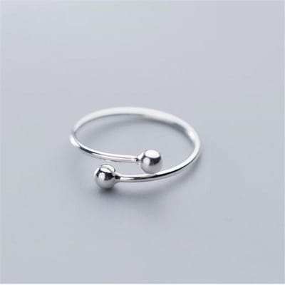 Nouveaux Bijoux Mode Double Perles Argent 925 Mignon Lisse Petite Boule Femmes Populaire Exquis Anneaux Ouverts R053 argenté