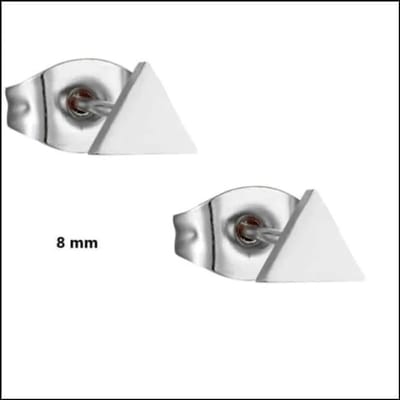 Aramat Jewels | Oorbellen | RVS Driehoek Oorbellen Diverse Kleuren - Geometrische Studs | Zilverkleur / 8mm | | | | Kinderen, Volwassenen | Verkleurd niet