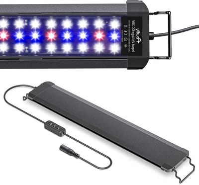 Verstelbare LED Aquariumverlichting 45-60 cm, Volledig Spectrum met Wit en Blauw Licht, Dag/Nacht Modus en Aanpasbare Helderheid