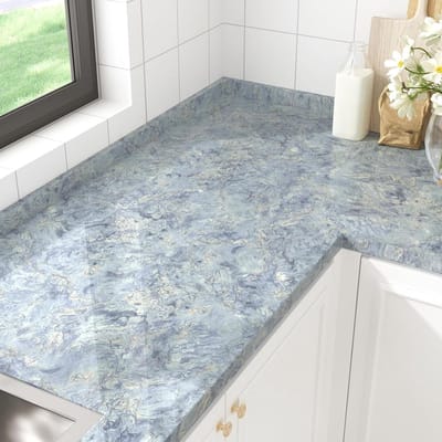 Keuken Werkblad Bekleding - Zelfklevend Vinyl - Keuken & Badkamer - Waterdicht & Afwasbaar - 40x200 cm - Blauw Marmer