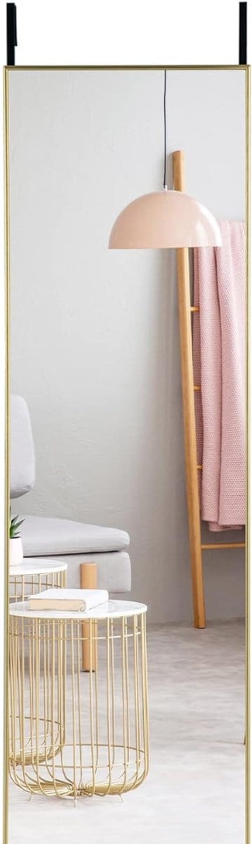 Aurixi® Deurspiegel Hangend - Deurspiegel - Spiegel Deurhanger - Glad goud - 37cm x 2cm x 120cm