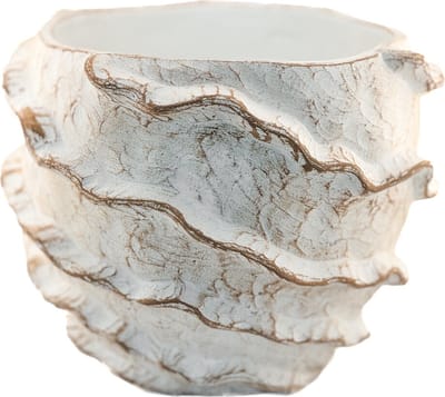 HomeBound by KY | Aardewerk bloempot sandstone striped | bloempot voor binnen | 21x21x16,5cm | off white bloempot