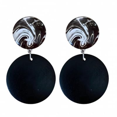 Clip oorbellen- Orka- hout zwart- geen gaatje- Charme Bijoux